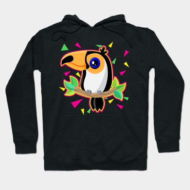 Toucan Bird With An 80s Touch Hoodie by SWIFTYSPADE